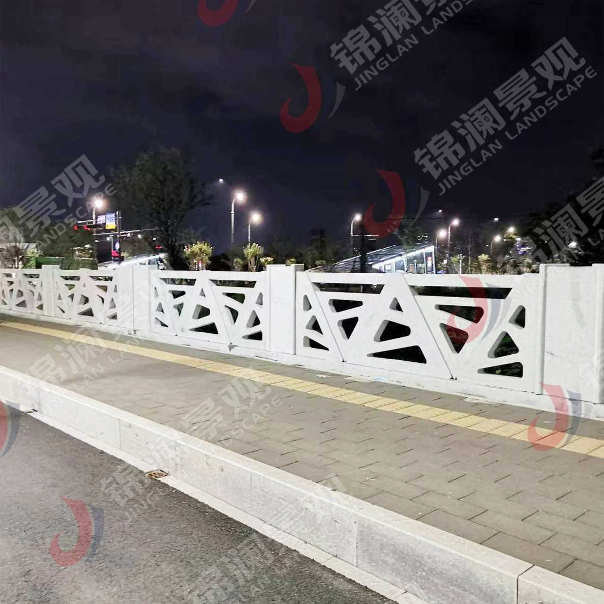 铸造石栏杆,铸造石挂板,晶铸石挂板,晶铸石栏杆,铸造石树池坐凳,泰科石树池,晶铸石,精铸石,泰科石,铸造石桥梁装饰