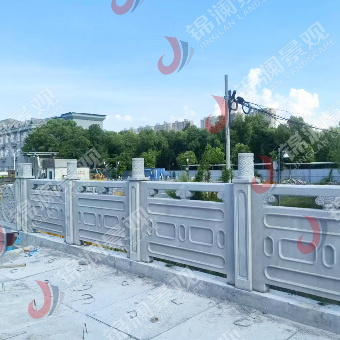 景观栏杆,桥梁装饰,铸造石,晶铸石,精铸石,铝合金栏杆,铝合金防撞护栏,UHPC装饰挂板,UHPC清水板,GRC