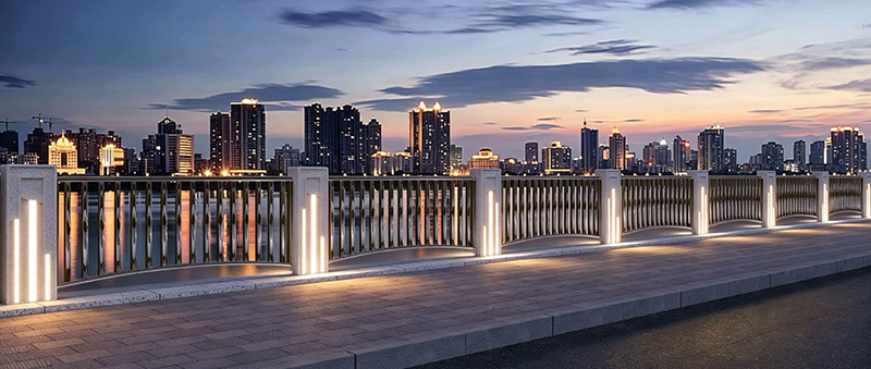 景观栏杆,桥梁装饰,铸造石,晶铸石,精铸石,铝合金栏杆,铝合金防撞护栏,UHPC装饰挂板,UHPC清水板,GRC