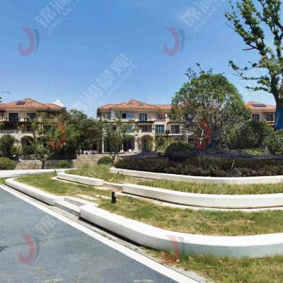 石英石树池坐凳 草阶景观