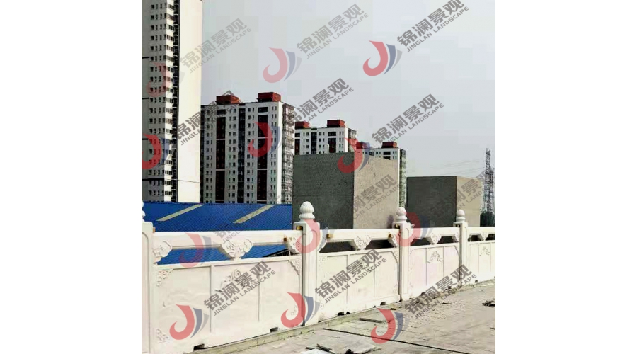 锦澜白色铸造石砂岩肌理栏杆